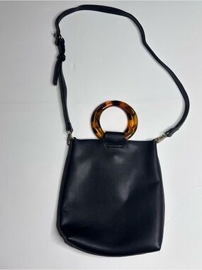 Antropologie crossbody tote Tortoiseshell Lucite bag black resin handle